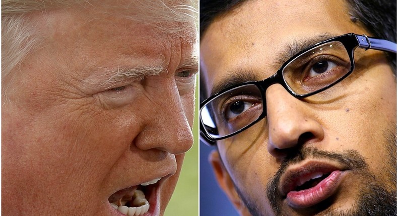 Donald Trump and Sundar Pichai.