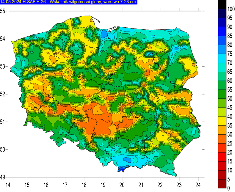 Wilgotność gleby miejscami nie przekracza 20-30 proc.