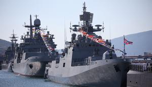 Russia's Black Sea Fleet warships taking part in the Navy Day celebrations in the port city of Novorossiysk in July 2023.Stringer/AFP via Getty Images