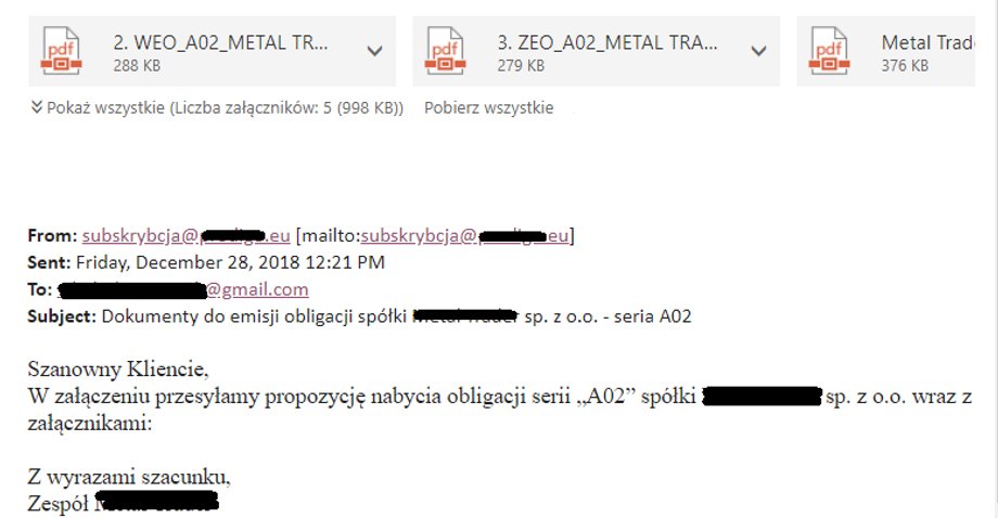 Tak wygląda przykładowa wiadomość e-mail, generowana i wysyłana do klientów z systemu CRM Gerdy Broker.