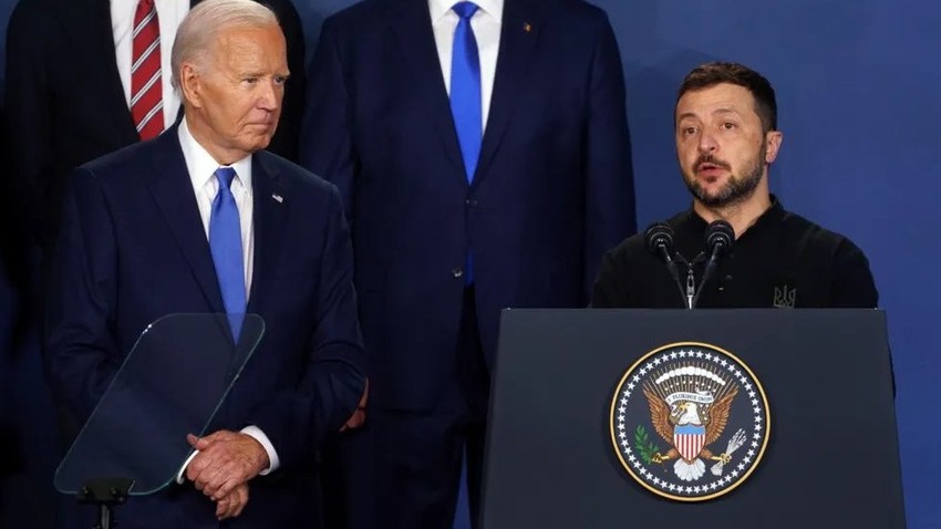 Američki predsednik Džozef Bajden i ukrajinski predsednik Volodimir Zelenski govorili su na skorašnjem samitu NATO u Vašingtonu | Foto: EPA