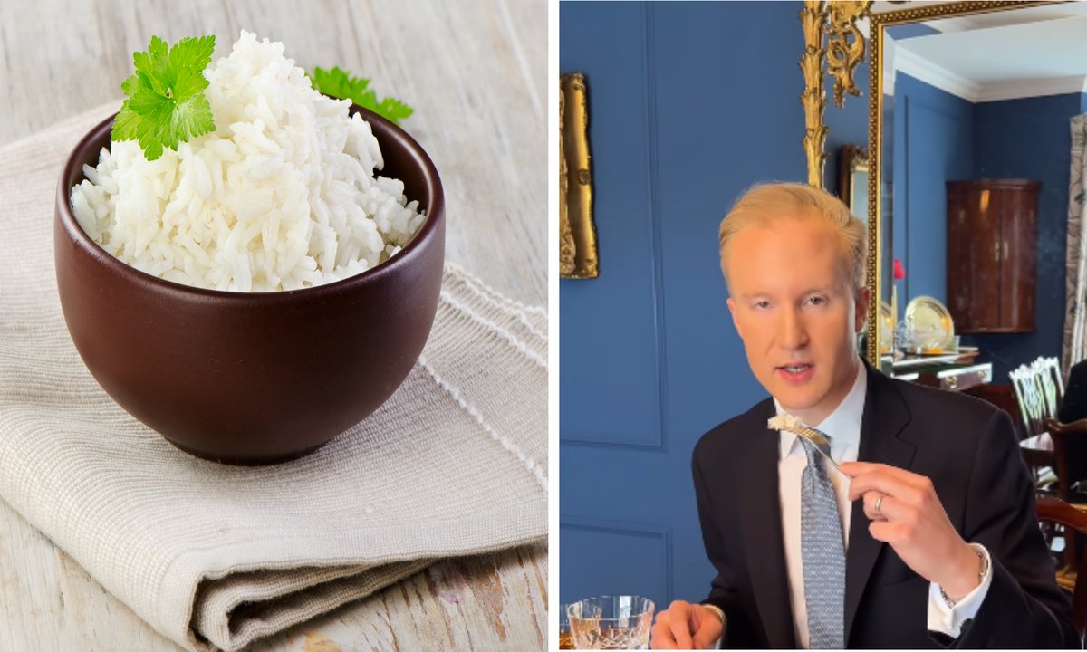Brytyjski sposób jedzenia ryżu zaskakuje. Ekspert ds. etykiety wyjaśnia, jak robić to poprawnie