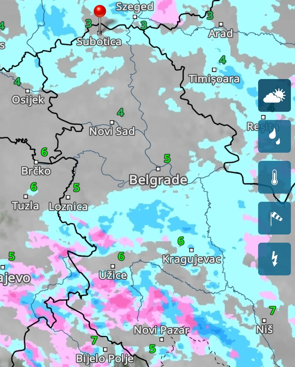 Radar za petak oko 14 sati