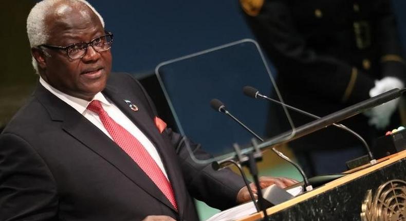 President Ernest Bai Koroma of Sierra Leone addresses the United Nations General Assembly in the Manhattan borough of New York, U.S., September 22, 2016.  REUTERS/Carlo Allegri