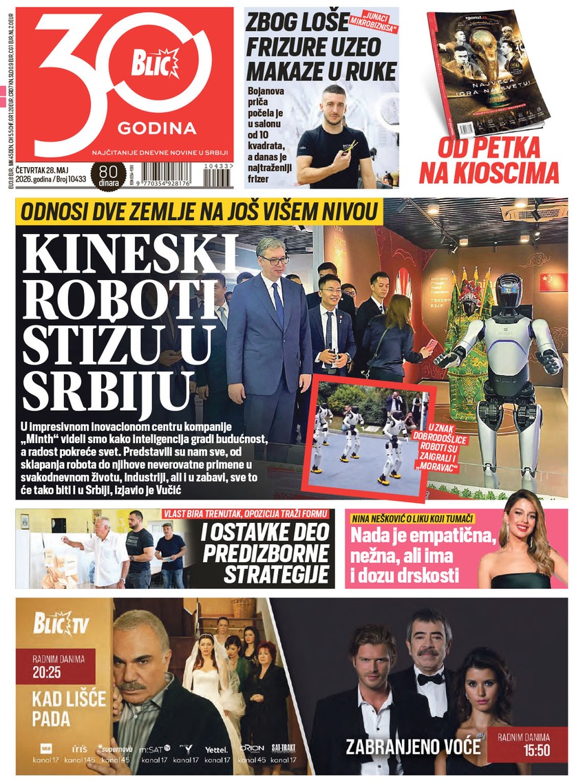 Blic naslovna strana za 28.5.