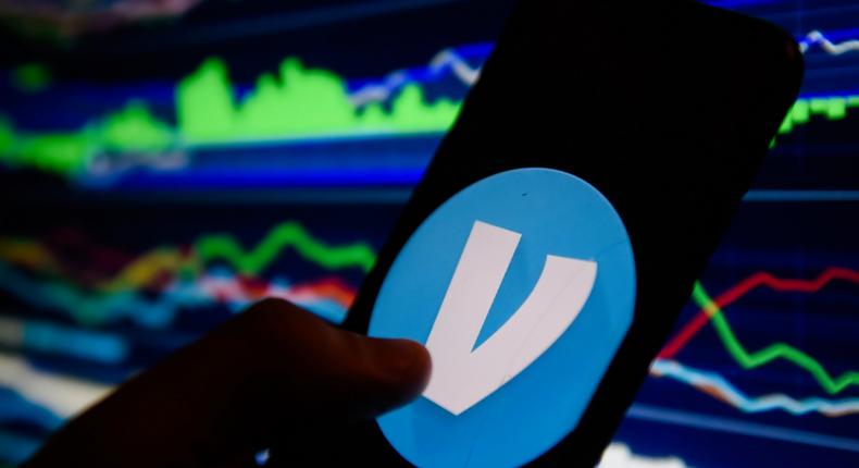 Venmo logo is seen on an Android mobile phone.