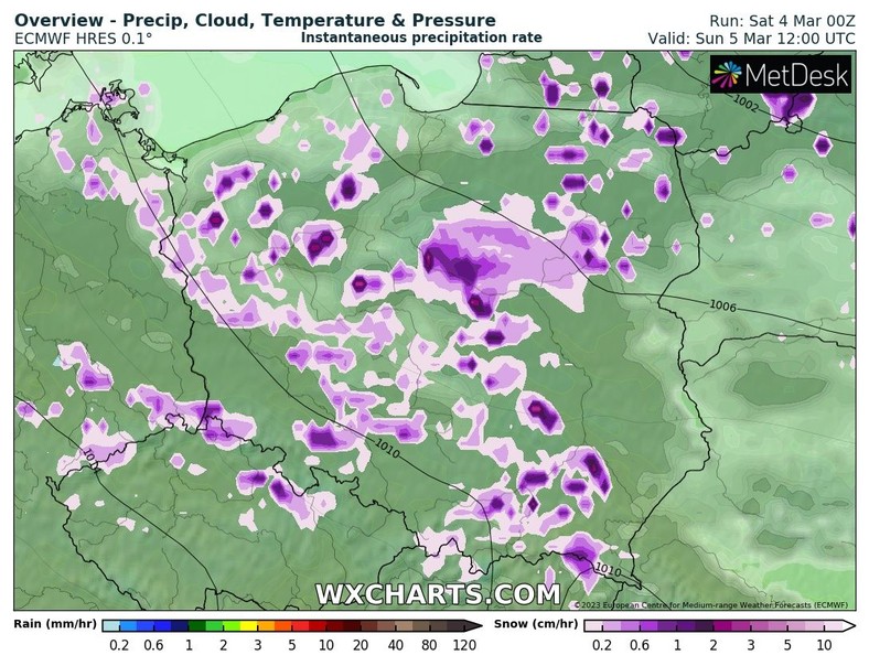 Jutro i w poniedziałek opady śniegu będą tylko przelotne