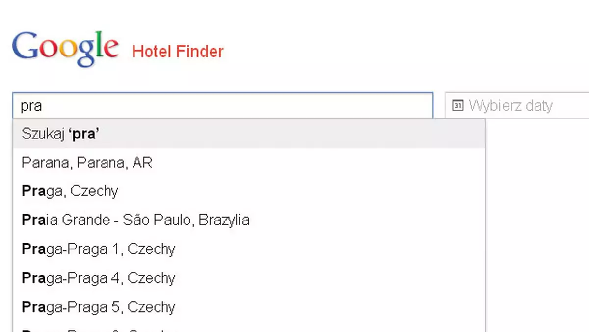 Google Hotel Finder - wyszukiwanie ofert hotelowych na danym obszarze