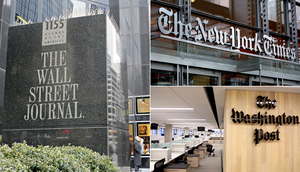 A collage of The Wall Street Journal, The New York Times and The Washington Post