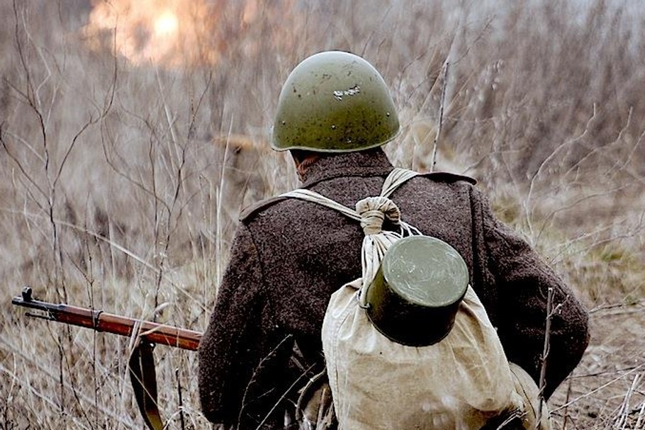 Soviet soldier of WW2. Reenacting. Kiev,Ukraine