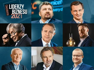 Ranking Liderzy Biznesu 2021. Od lewej u góry: Dariusz Miłek, Tomasz Domogała, Wojciech Sobieraj; Maciej Wieczorek; Michał Borkowski; Krzysztof Pawiński; Michał Sołowow, Paweł Jarski