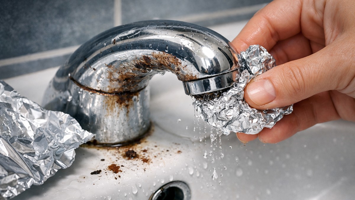 Čišćenje rđe sa slavine alu folijom