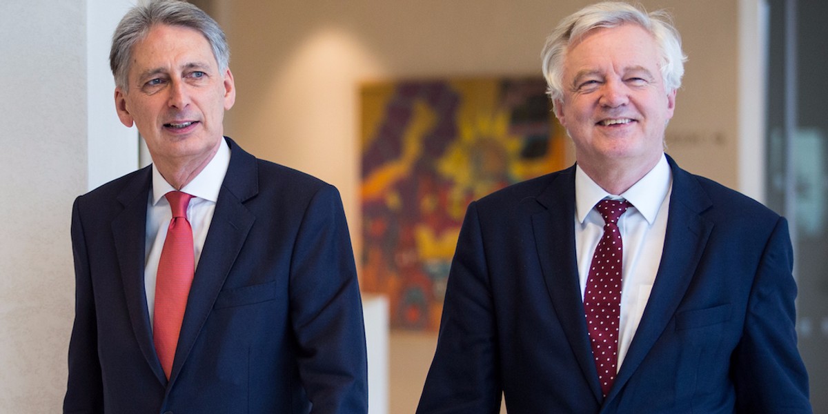 Chancellor Philip Hammond (left) pictured with Brexit minister David Davis.