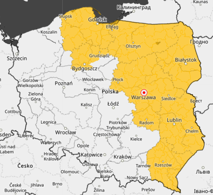 Prognoza ostrzeżeń przed intensywnymi opadami deszczu z burzami (IMGW)