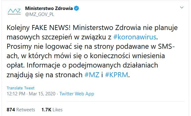 Koronawirus - przegląd fake newsów