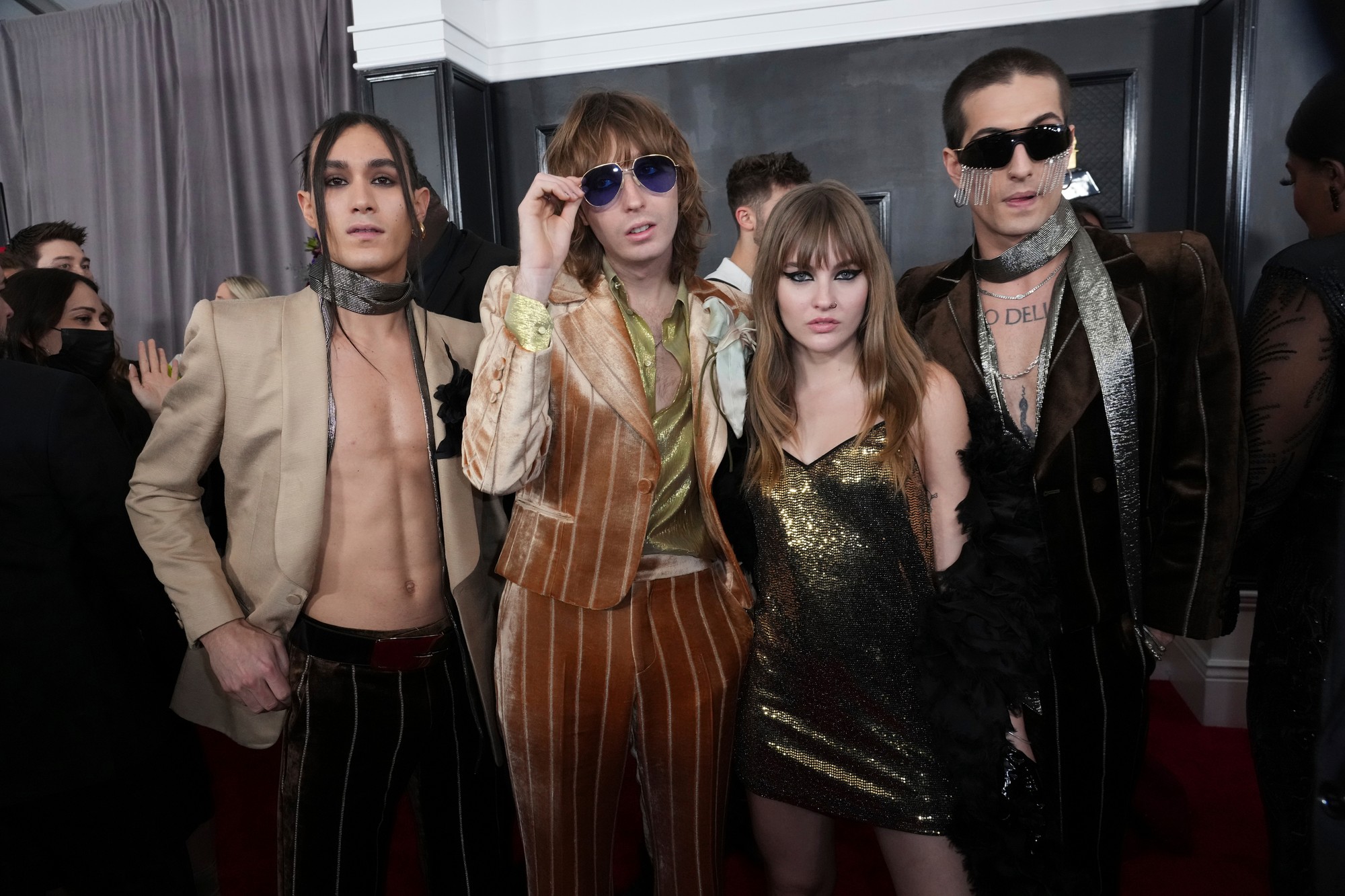 Talianska skupina Maneskin na odovzdávaní cien Grammy.