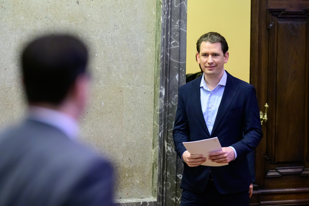 Former Austrian chancellor Sebastian Kurz appears in court for the 12th day of trial