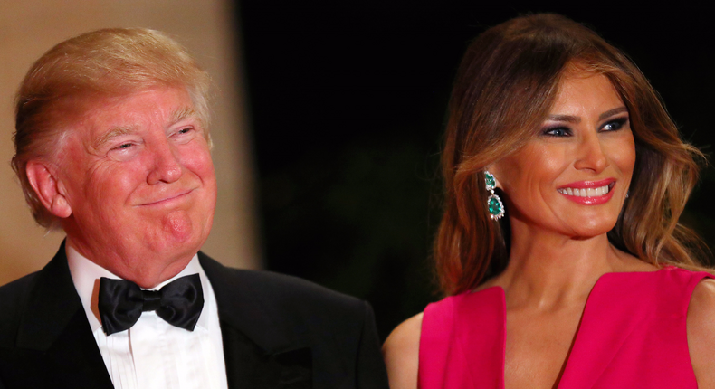 Donald and Melania Trump at an American Red Cross fundraiser at Mar-a-Lago.