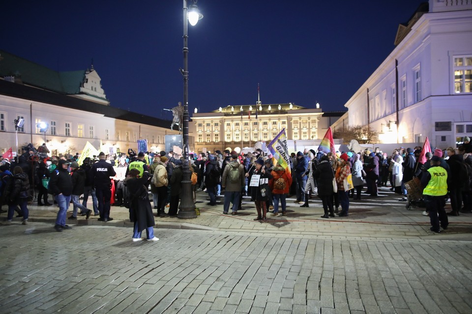 Strajk przed Pałacem Prezydenckim