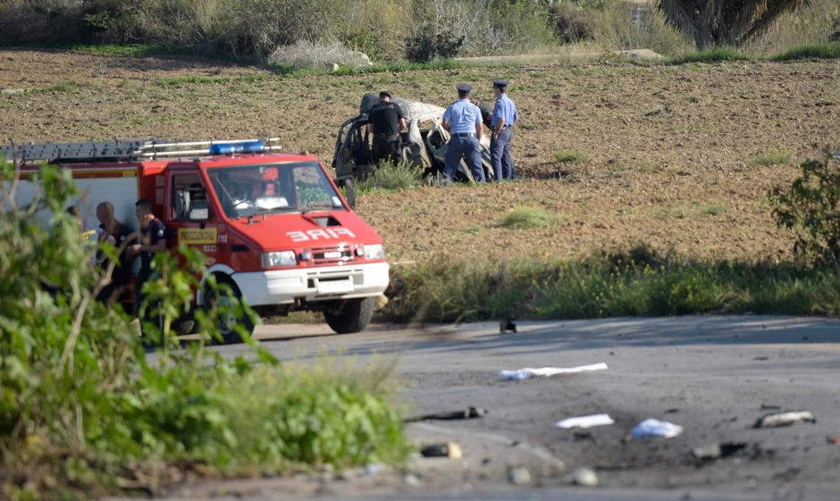 Mesto eksplozije automobila u kojoj je ubijena novinarka Dafne Karuana Galicija kod Bidnije, Malta, 16. oktobra 2017. 