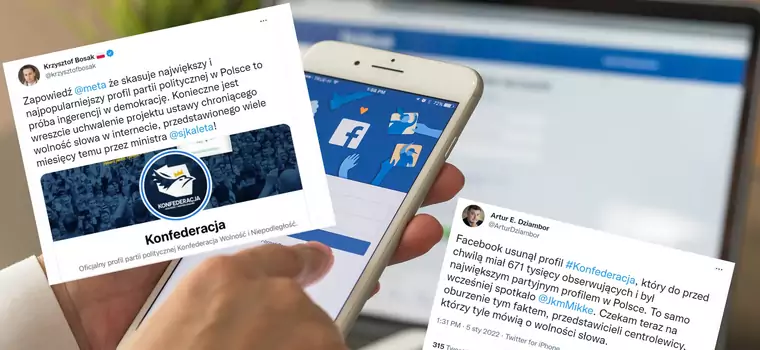 Meta zablokowała fanpage Konfederacji na Facebooku. W związku z postami nt. COVID-19