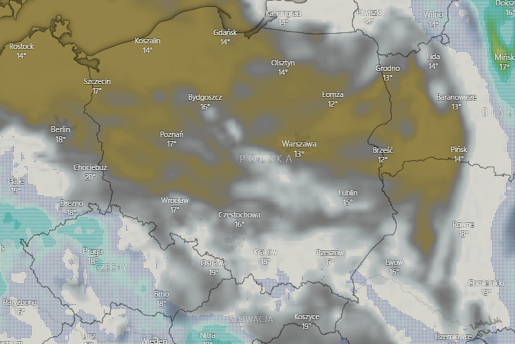 Pogoda w nocy z niedzieli na poniedziałek. Zachmurzenia szczególnie na południu Polski