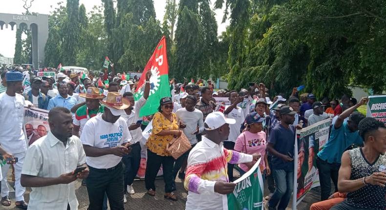 56 support groups hold 1-million-man match for Obi in Nasarawa.