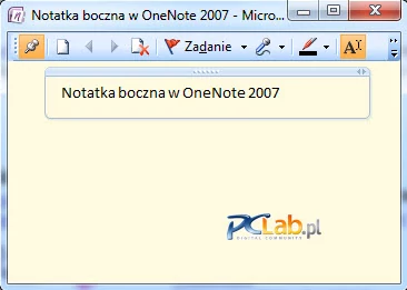 MS OneNote 2007 – przykład notatki bocznej