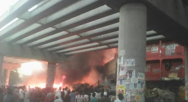 Fire breaks out in Kano's Singer Market on February 18, 2016