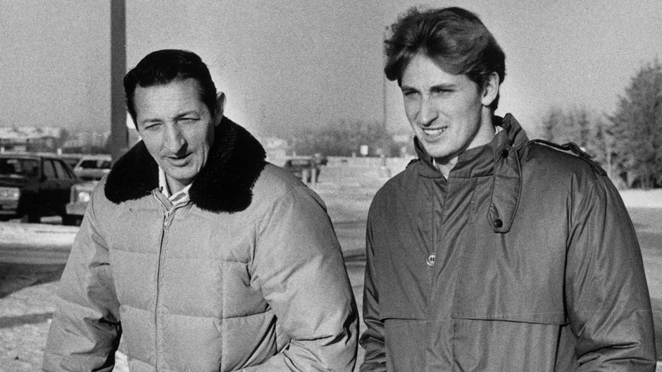 Walter Gretzky (po lewej) z synem Wayne'm, 1984 r.