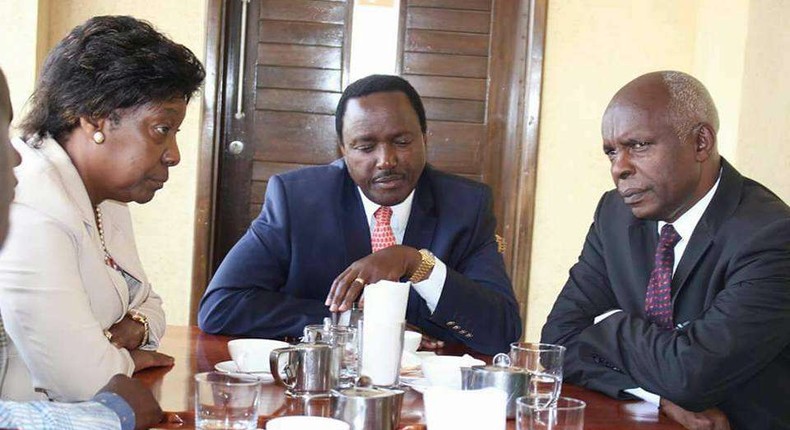 Wiper leader Kalonzo Musyoka (centre) with Charity Ngilu (left) and Kivutha Kibwana