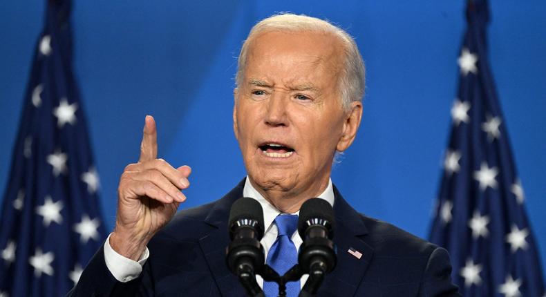 Biden speaking at a press conference on Thursday.Saul Loeb/AFP via Getty Images