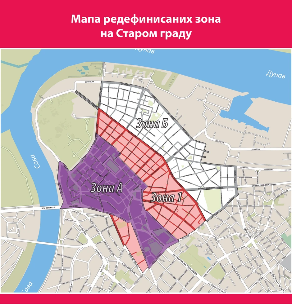 Mapa sa informacijama redefinsianje zona u Starom gradu