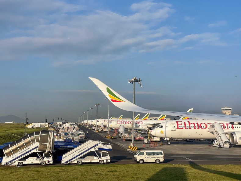 A row of Ethiopian Airlines' planes.Monica Humphries/Business Insider