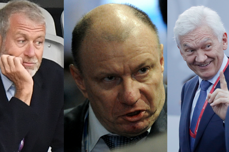 Z powodu wojny Rosji z Ukrainą majątek rosyjskich oligarchów topnieje w oczach. Na zdjęciu: Roman Abramowicz, Władimir Potanin i Giennadij Timczenko