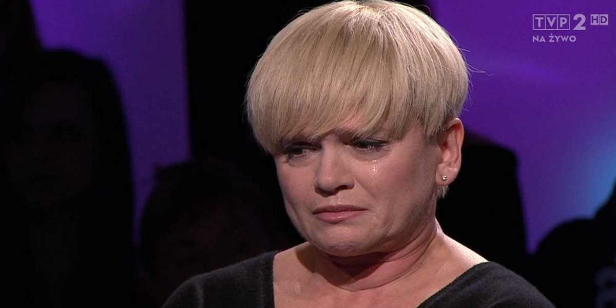 Katarzyna Figura płacze w programie Tomasza Lisa.