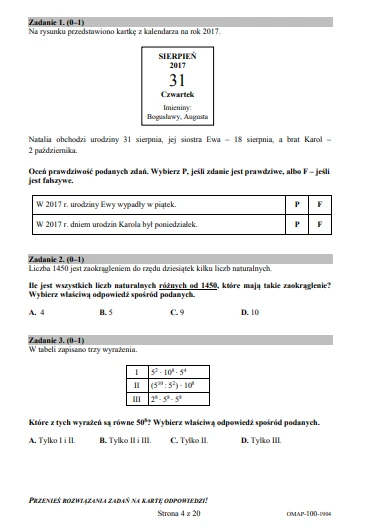 Egzamin Osmoklasisty 2019 Matematyka Arkusze I Odpowiedzi