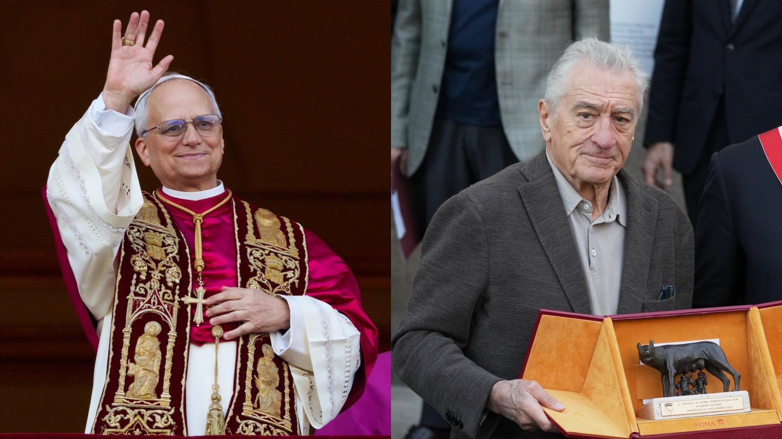 Pápež Lev XIV. a herec Robert De Niro.