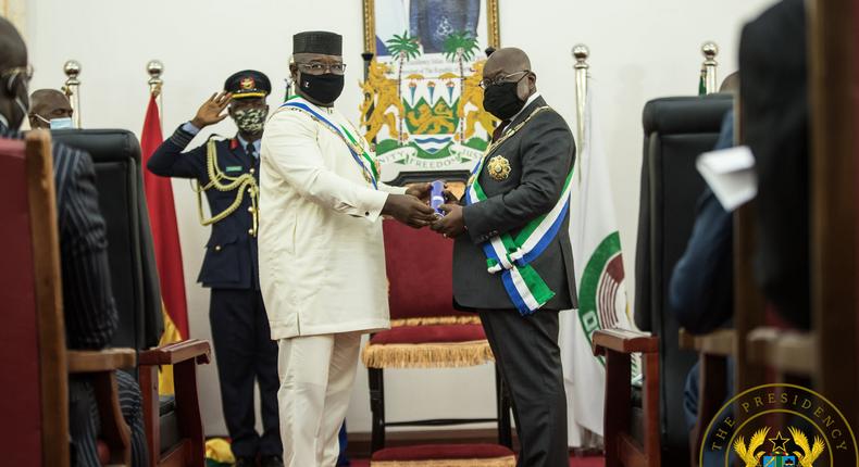Photos: Akufo-Addo conferred with highest national award in Sierra Leone