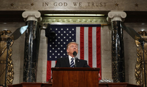 Donald Trump podczas wystąpienia na połączonej sesji izb Kongresu