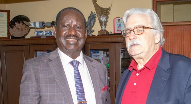 Azimio leader Raila Odinga hosted former Word Bank, Kenya Director Jim Adams who paid him a courtesy call in his Nairobi office on Monday, February 6, 2023. 