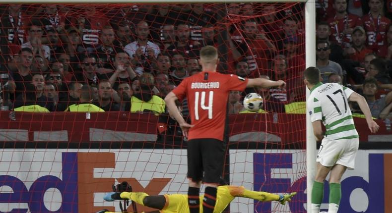 Ryan Christie scores from the penalty spot to give Celtic a 1-1 draw at Rennes in the Europa League on Thursday