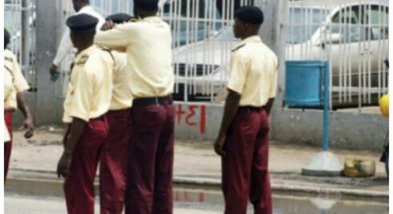 The LASTMA officers say the money was paid into their account by the traffic offender to show appreciation. (OkaforJusticeblog)