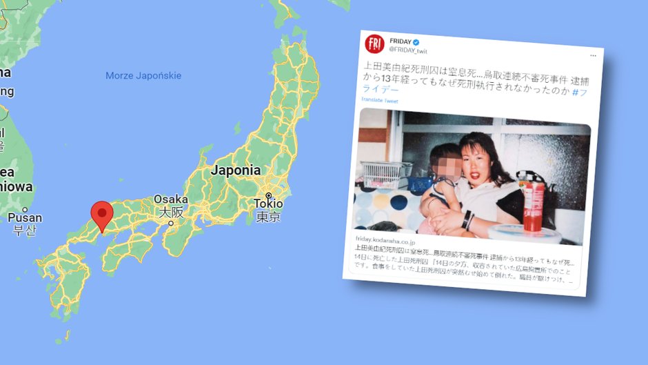 Miyuki Ueta. W tle mapa Japonii przedstawiająca położenie miasta Hiroszima