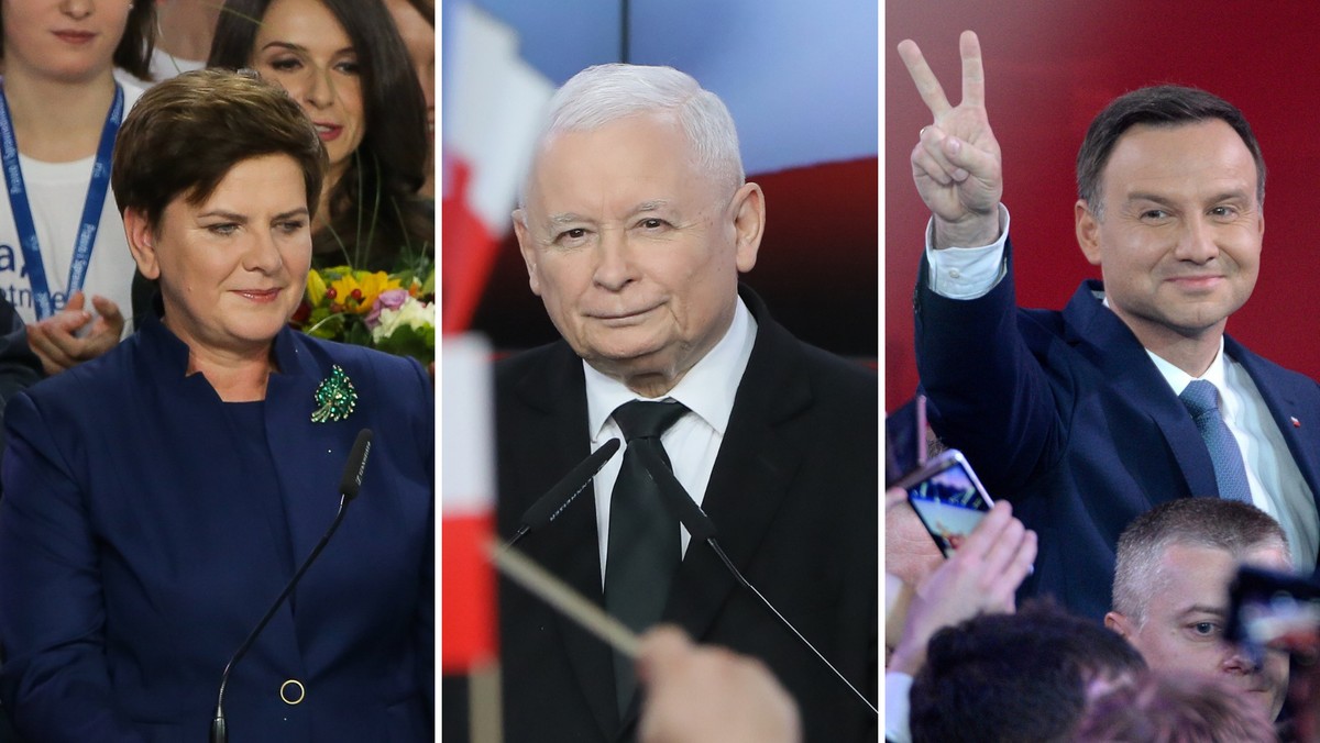 Od lewej: Beata Szydło, Jarosław Kaczyński i Andrzej Duda