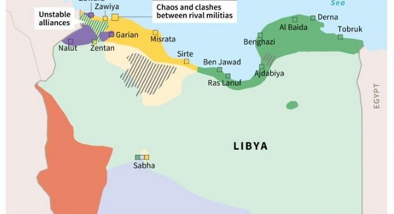 The Tazerbo desert region is controlled by the forces of strongman Khalifa Haftar, who heads the self-styled National Libyan Army, while the capital Tripoli is the seat of a rival -- and internationally-backed -- administration