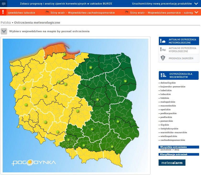 Uwaga na wichury! Ostrzeżenia dla 12 województw