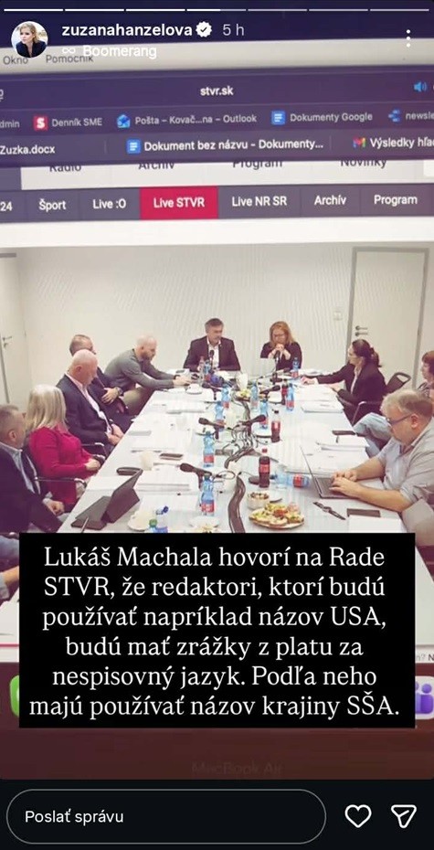 Zuzana Hanzelová komentovala rokovanie rady STVR. 
