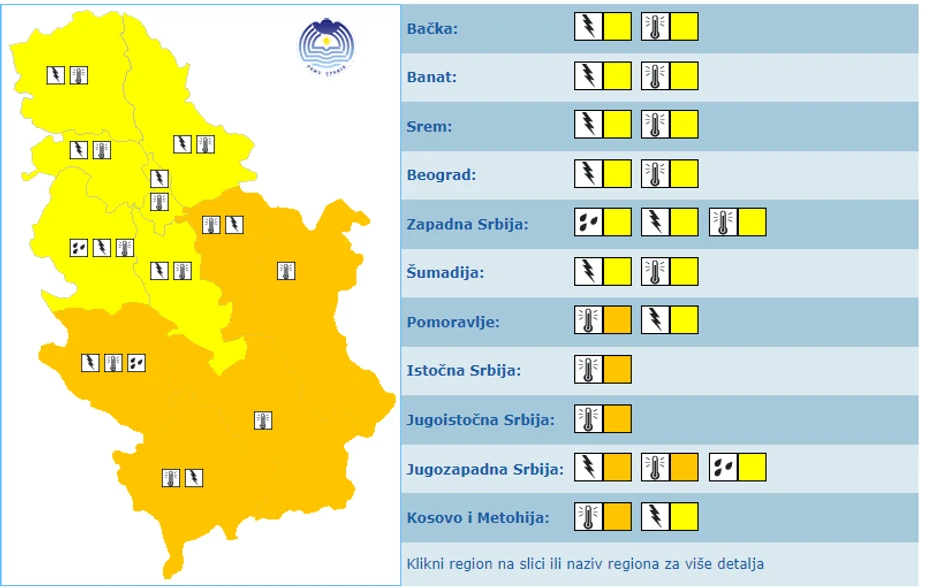 Meteoalarm u petak