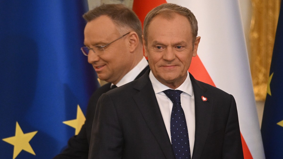 Andrzej Duda i Donald Tusk podczas Rady Gabinetowej, 13.02.2024 r.